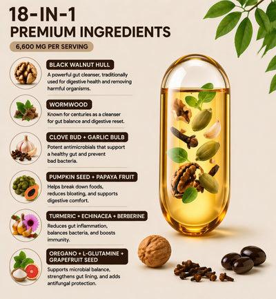 Revane Wormwood Black Walnut Cloves — 18-in-1 Botanical Gut Cleanse Formula